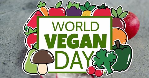 Colorful World Vegan Day with Fresh Produce Illustrations