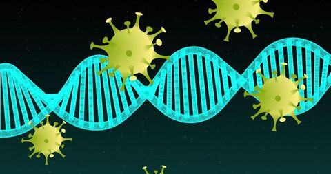 Futuristic DNA Strand and Virus Molecules Conceptual Art