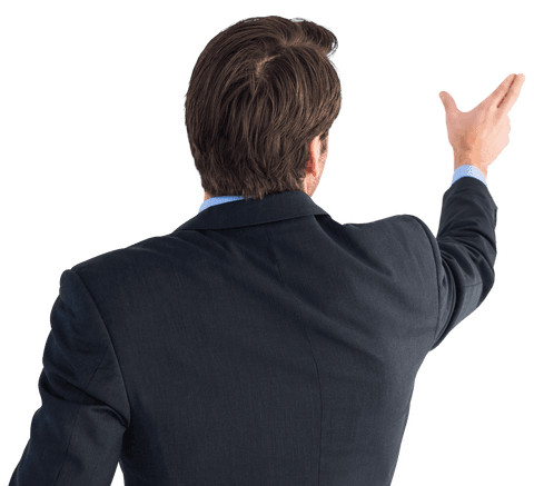 Transparent Rear View Businessman Pointing in Professional Suit - Download Free Stock Videos Pikwizard.com