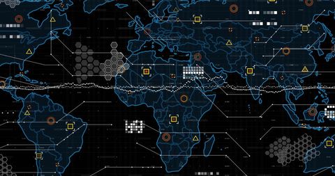 Global Data Network Visualization on Digital World Map - Download Free Stock Images Pikwizard.com
