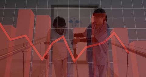 Healthcare Professional Assisting Patient in Rehabilitation Corridor