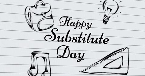 Happy Substitute Day with School Items Illustration