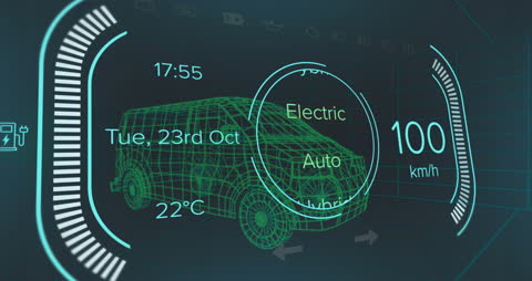 Digital Interface Display with Electric Vehicle Graphics