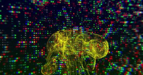 Neon Yellow Jellyfish Against Vibrant Digital Pixelated Background - Download Free Stock Images Pikwizard.com