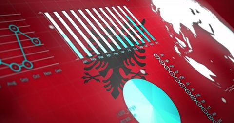 Albanian Flag with Dynamic Business Data Visualization - Download Free Stock Images Pikwizard.com