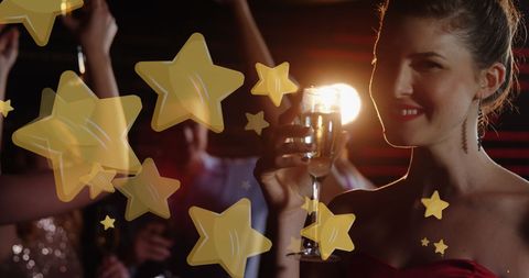 Nighttime Celebration with Friends and Champagne