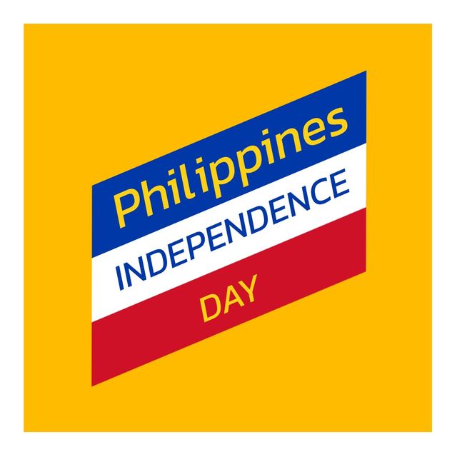 Digital composite image of philippines independence day text on flag over yellow background. copy space, patriotism and identity concept.