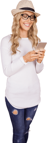 caucasian woman engaged with smartphone on transparent background - Download Free Stock Videos Pikwizard.com