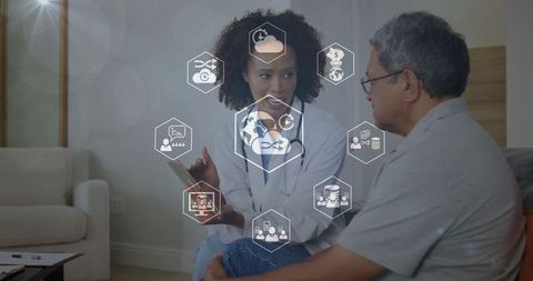 Female Doctor Consulting Senior Patient with Digital Health Tablet