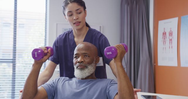 Senior Man Exercising with Physical Therapist in Clinic - Download Free Stock Images Pikwizard.com