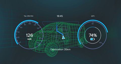 futuristic digital interface over wireframe vehicle - Download Free Stock Images Pikwizard.com