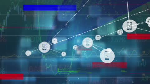 Dynamic Digital Icons on Stock Market Data Background