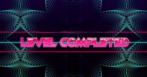 Retro Futurist Level Complete Neon Gaming Overlay