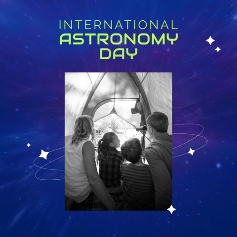 family stargazing during international astronomy day in tent - Download Free Stock Templates Pikwizard.com