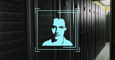 Biometric Data Processing in Modern Server Room - Download Free Stock Images Pikwizard.com