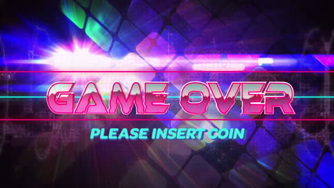 Retro Game Over Neon Animation with Futuristic Interface