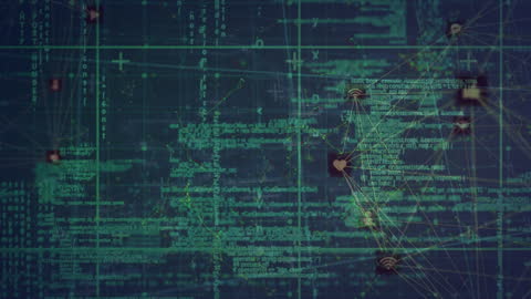 Digital Matrix Green Data Processing Animation on Black Background