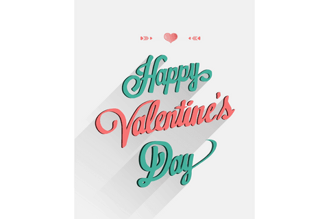 Valentine's Day Card with Shadowed Text on Transparent Background