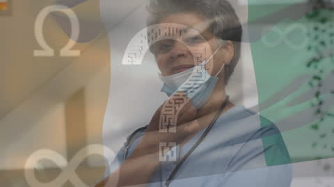 Confident Female Doctor with Digital Interface Animation