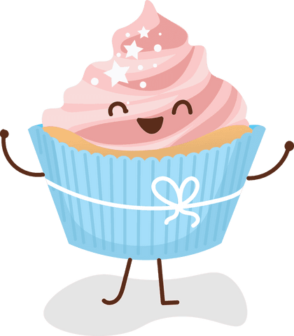 cheerful cupcake clipart with pink frosting on transparent background - Download Free Stock Videos Pikwizard.com