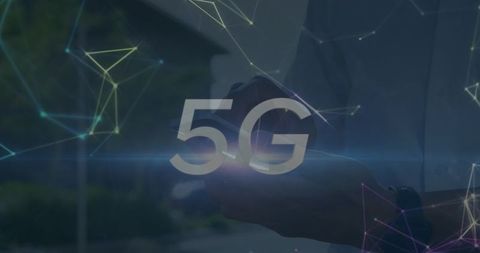 5G Technology Smartphone Usage with Network Connections Background