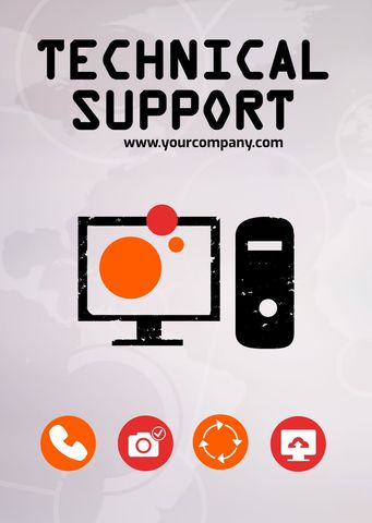 Modern Technical Support Concept with Computer Graphics - Download Free Stock Templates Pikwizard.com