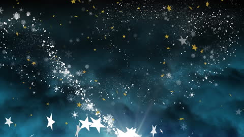 Abstract Starry Night with Falling Christmas Stars