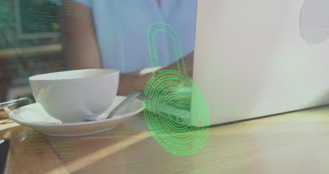 Digital Security Concept with Fingerprint Lock Overlay