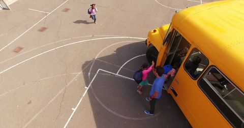 Teacher Greeting Students While Boarding School Bus - Download Free Stock Images Pikwizard.com