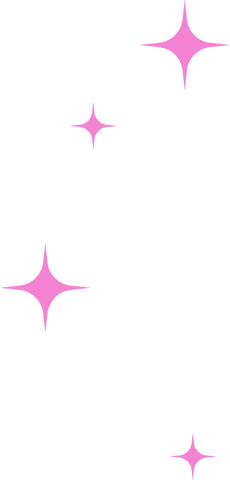 Pink magenta sparkle shapes on transparent background