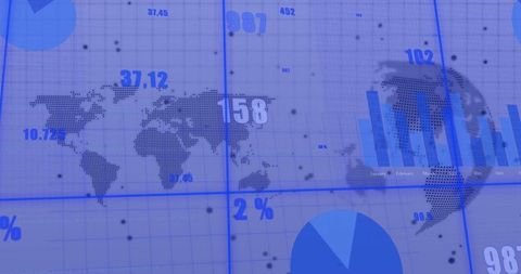 Digital Finance Analytics on Blue World Map Background - Download Free Stock Images Pikwizard.com
