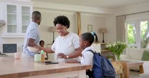 Family Morning Routine with School Preparation at Home