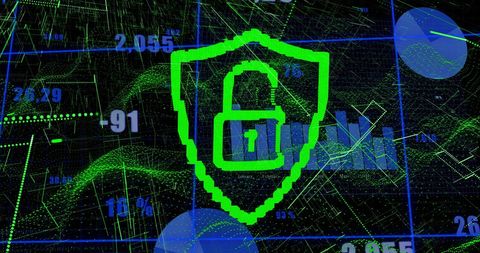 digital security concept with padlock and data processing graphic - Download Free Stock Images Pikwizard.com