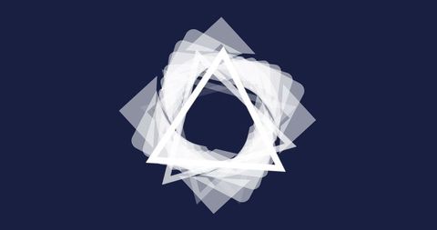 Geometric Layers of Triangles and Squares On Deep Blue Canvas