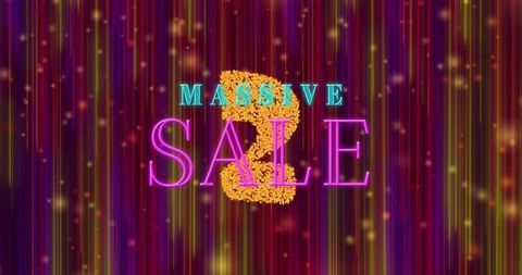 Vibrant neon massive sale banner with luminous question mark