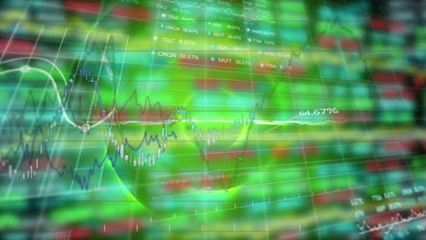 Abstract Financial Data Animation on Digital Display