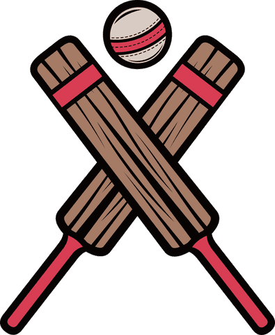 Cricket bats and ball on transparent background