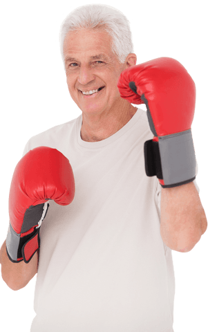 Senior Man Wearing Boxing Gloves Engaging in Fitness Routine Transparent - Download Free Stock Videos Pikwizard.com