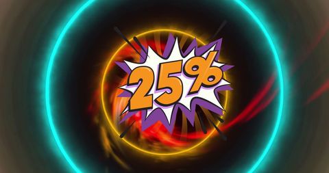 Pulsating Neon Circles with 25 Percent Discount Graphic
