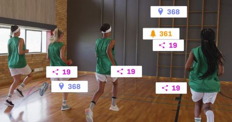 Tech-enhanced Training for Female Basketball Team with Digital Interaction - Download Free Stock Images Pikwizard.com