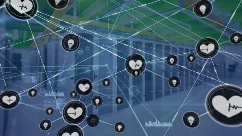 Digital Network Infrastructure with Health Icons