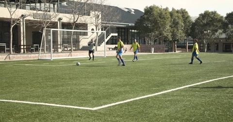 Soccer Game Action: Athlete Scores Knockout Goal
