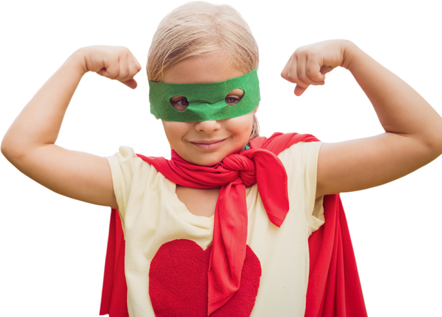 Superhero Girl in Transparent Green Mask Flexing Muscles - Download Free Stock Videos Pikwizard.com