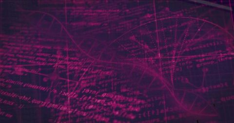 Futuristic DNA Helix Interwoven With Digital Code