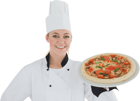 Transparent View of Female Chef Presenting Fresh Pizza - Download Free Stock Videos Pikwizard.com