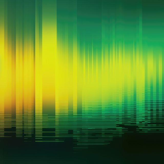 Glowing green interference lines and lights on black, created using generative ai technology. Visual distortion and data technology abstract background concept digitally generated image.