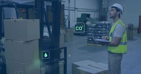 Warehouse technician managing logistics with technology integration