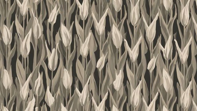 Monochrome tulip bud seamless pattern for wallpaper, textile, and surface design