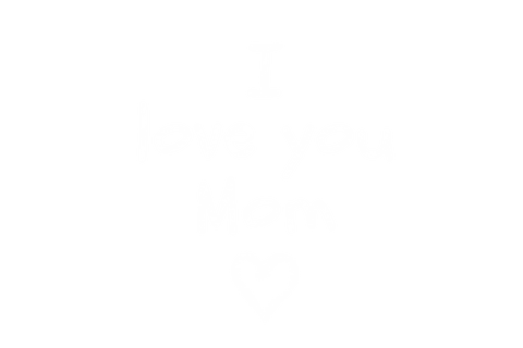 I love you mom text with heart on transparent background