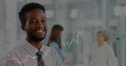 Smiling Businessman with Financial Graph Overlay - Download Free Stock Images Pikwizard.com